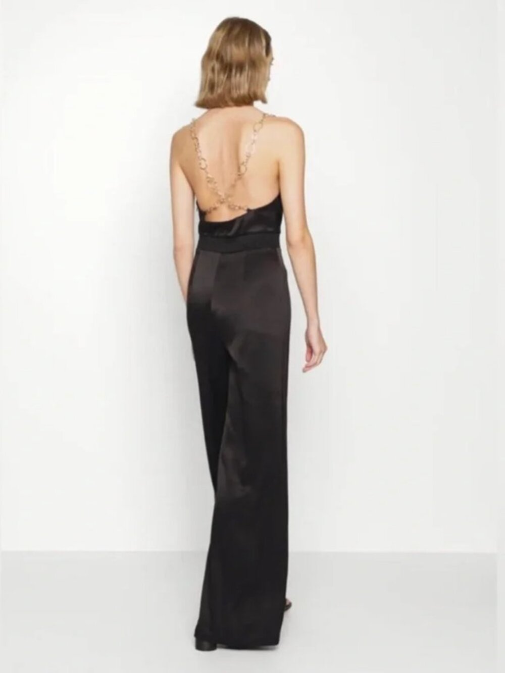 A+O Riska Cowl Neck Chain Strap Jumpsuit in Red & Gold - Picture 14 of 16